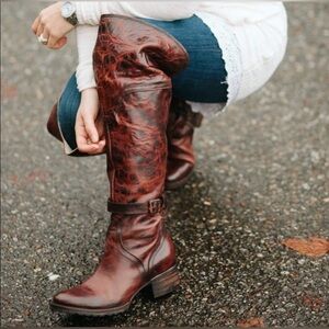 Freebird Steven Quebec Brown Leather Tall Over The Knee Riding Boots distressed